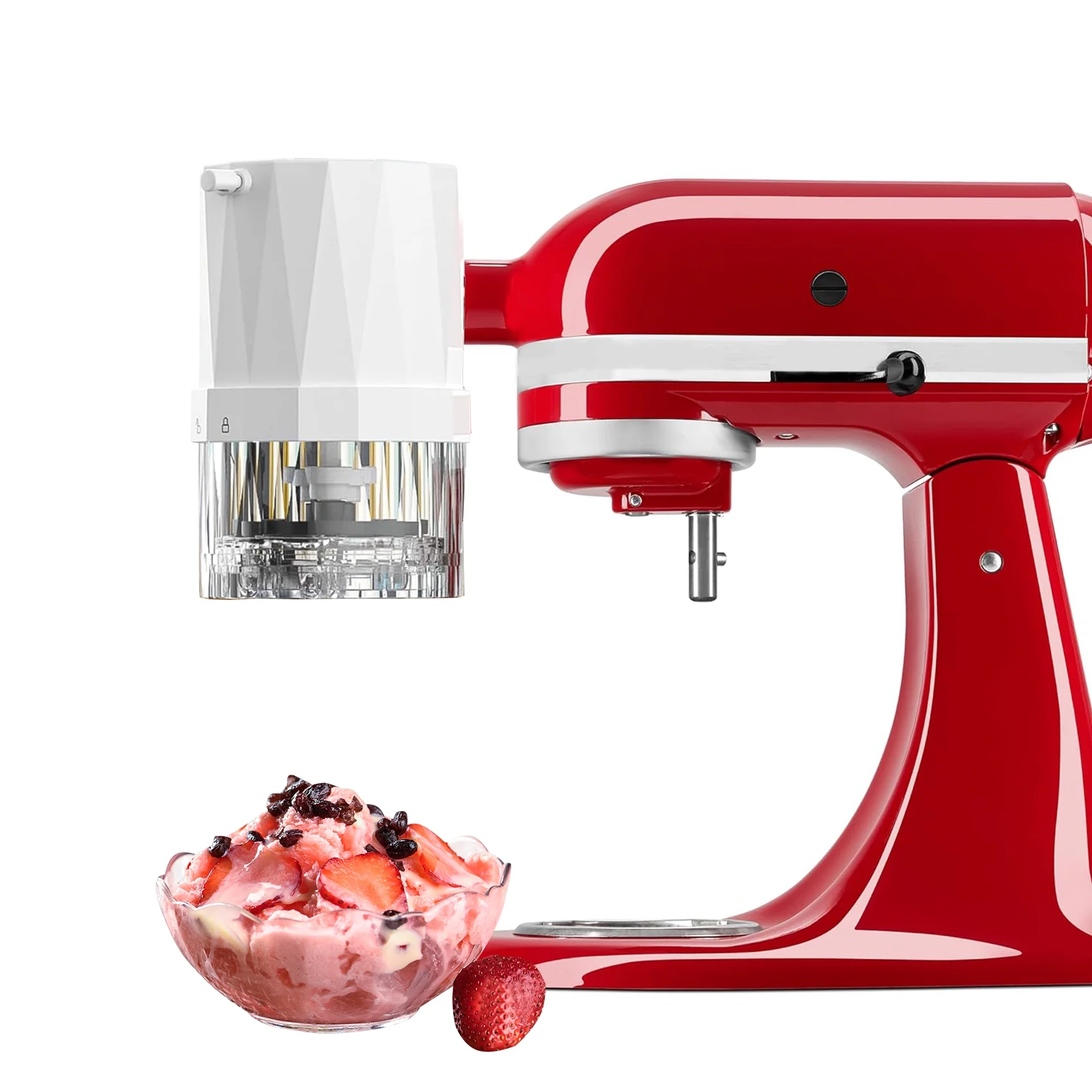KITOART Shaved Ice Attachment for KitchenAid Stand Mixer,Shaved Ice and Snow Cone Attachment for KitchenAid with 4 Ice Cube Molds with Lid, Fine and Coarse Blades
