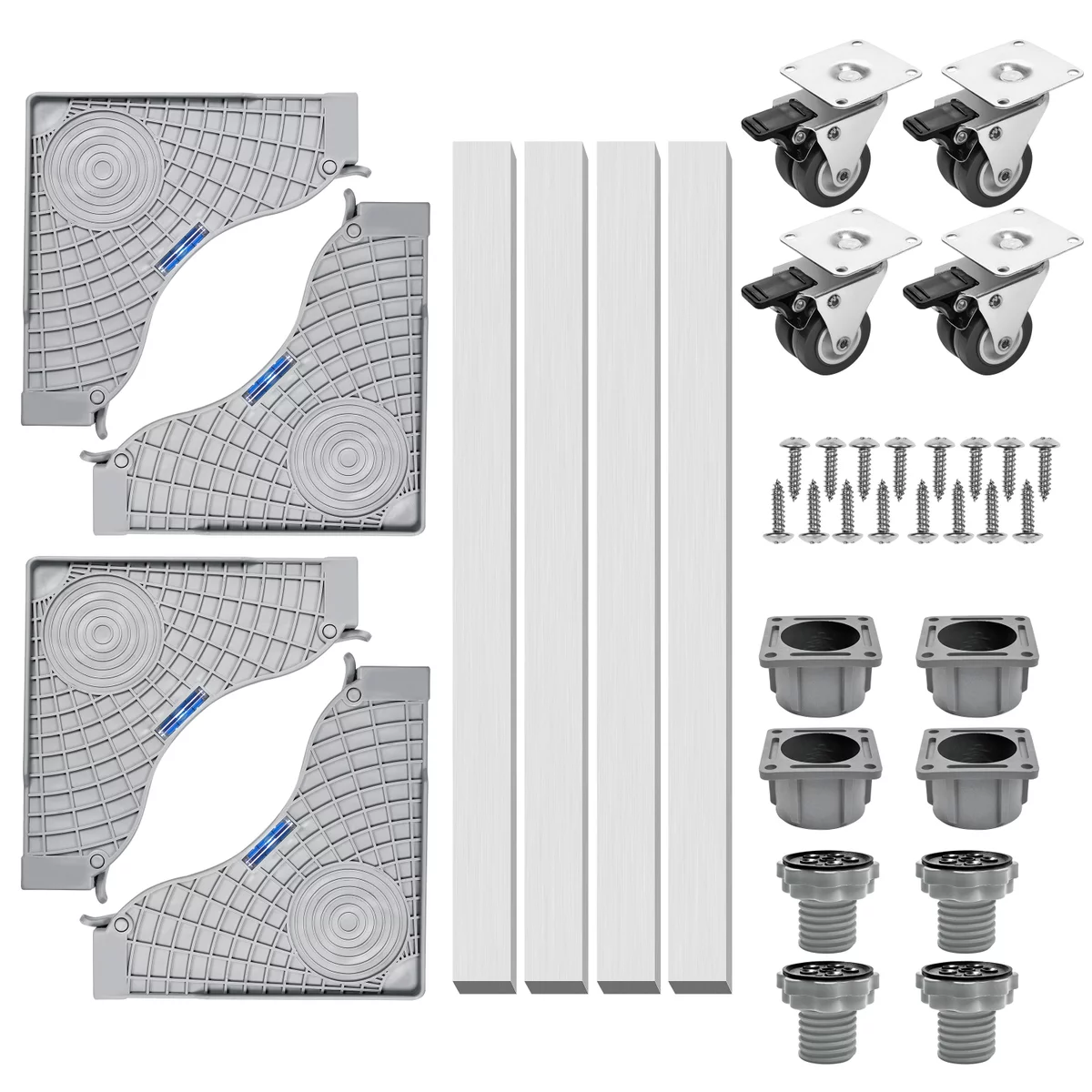 Adjustable Washing Machine and Dryer Stand with 4 Lifting Feet, 4 Swivel Casters with Brakes, 660 lb Capacity