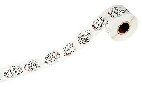 Brown Kraft Holiday Pine Stickers / 500 Classic Christmas Stickers / 6 Alternating Rustic Winter Holiday Labels / 1.5