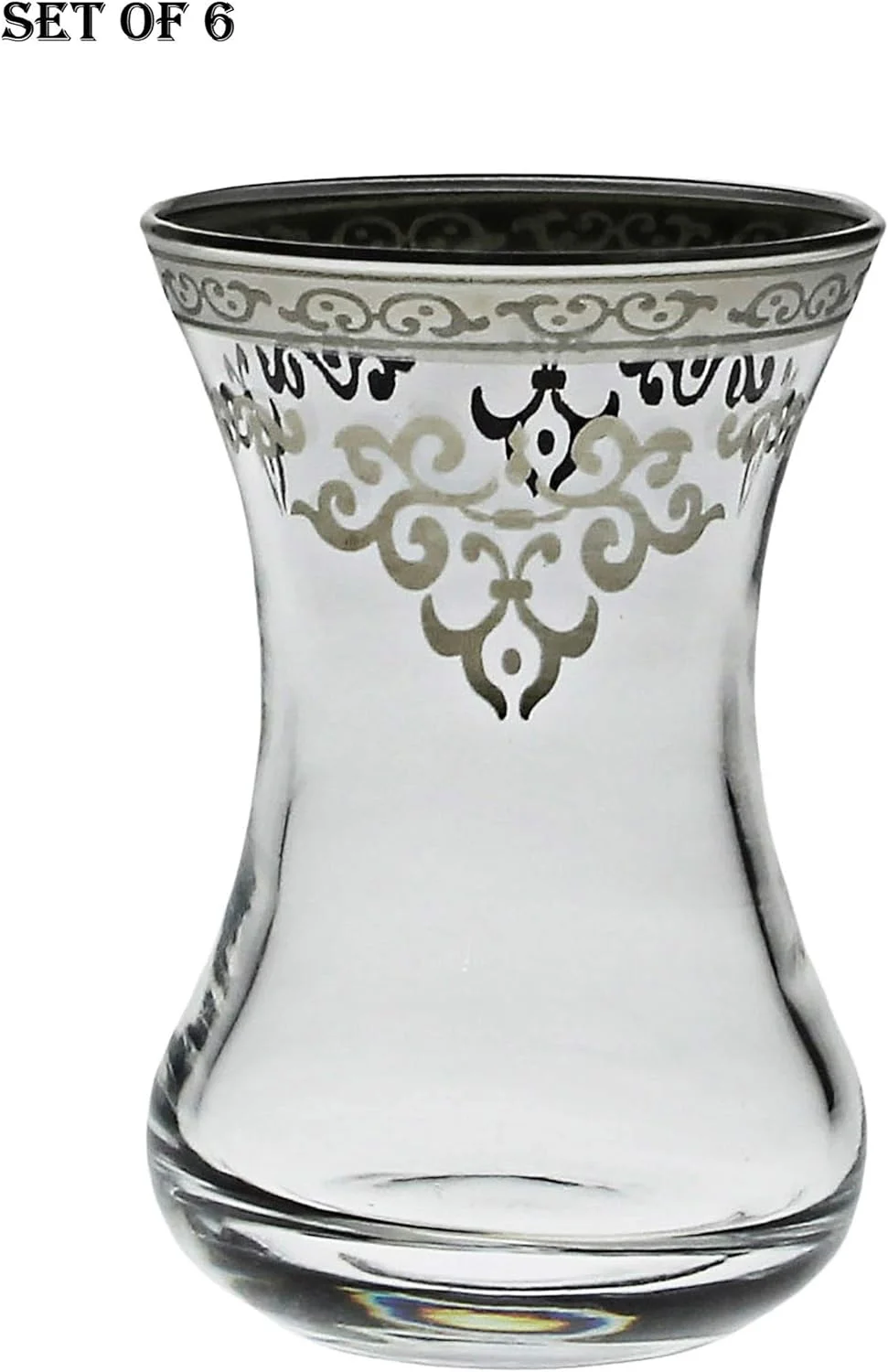 Modern Stemless Wine Glasses, Set Of 6 - Passover Kiddush Cup - Occasions Glass 4.75 Oz (Silver)