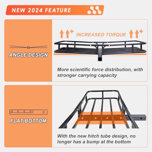MeeFar Folding Hitch Mount Cargo Carrier Basket 60