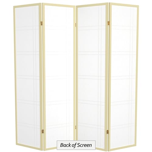 Red Lantern 6 ft. Tall Double Cross Shoji Screen-Grey-3 Panels Room Divider