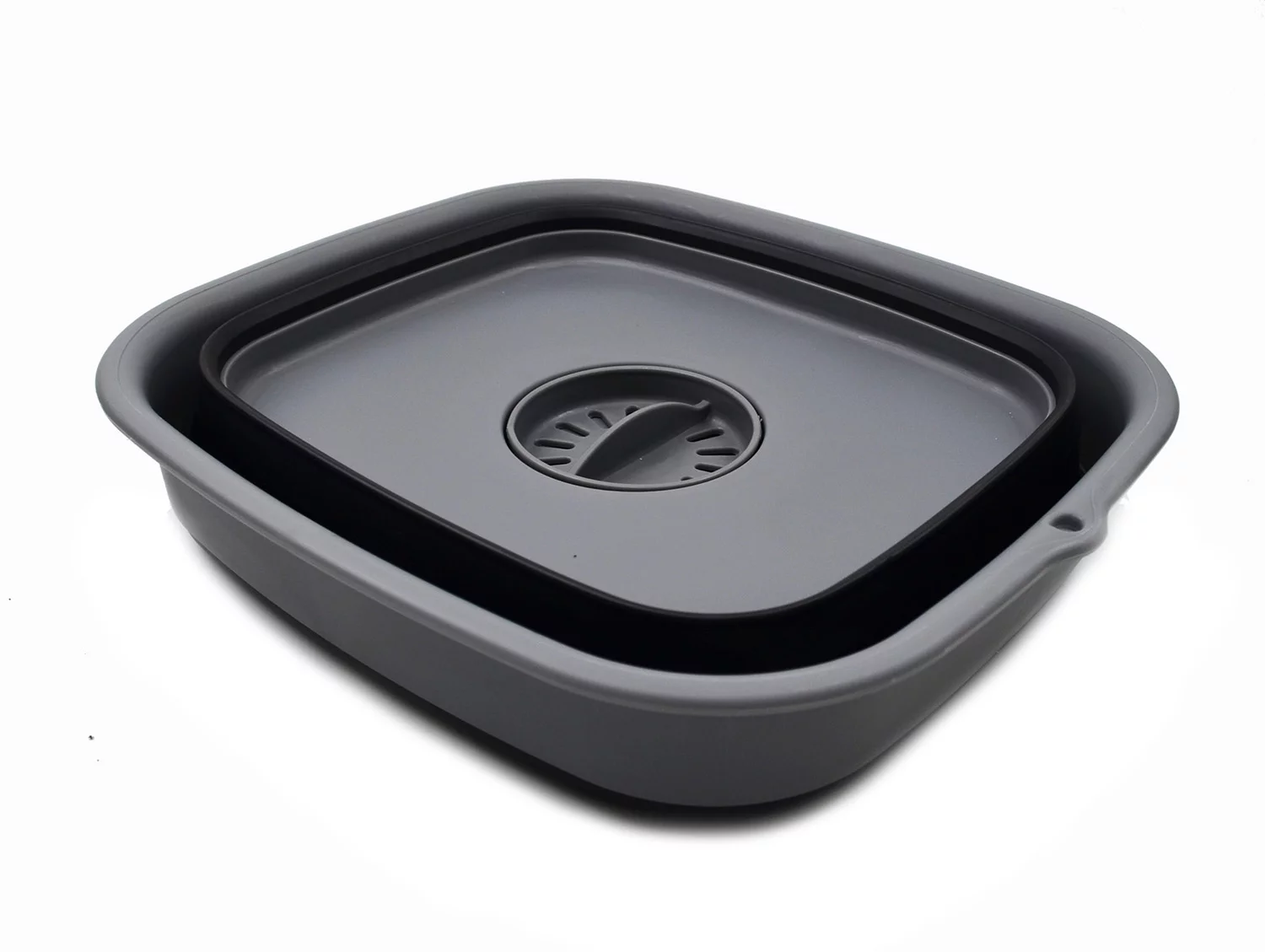 SAMMART 9.1L (2.4Gallon) Collapsible Dishpan with Draining Plug - Foldable Washing Basin - Portable Dish Washing Tub - Space Saving Kitchen Storage Tray