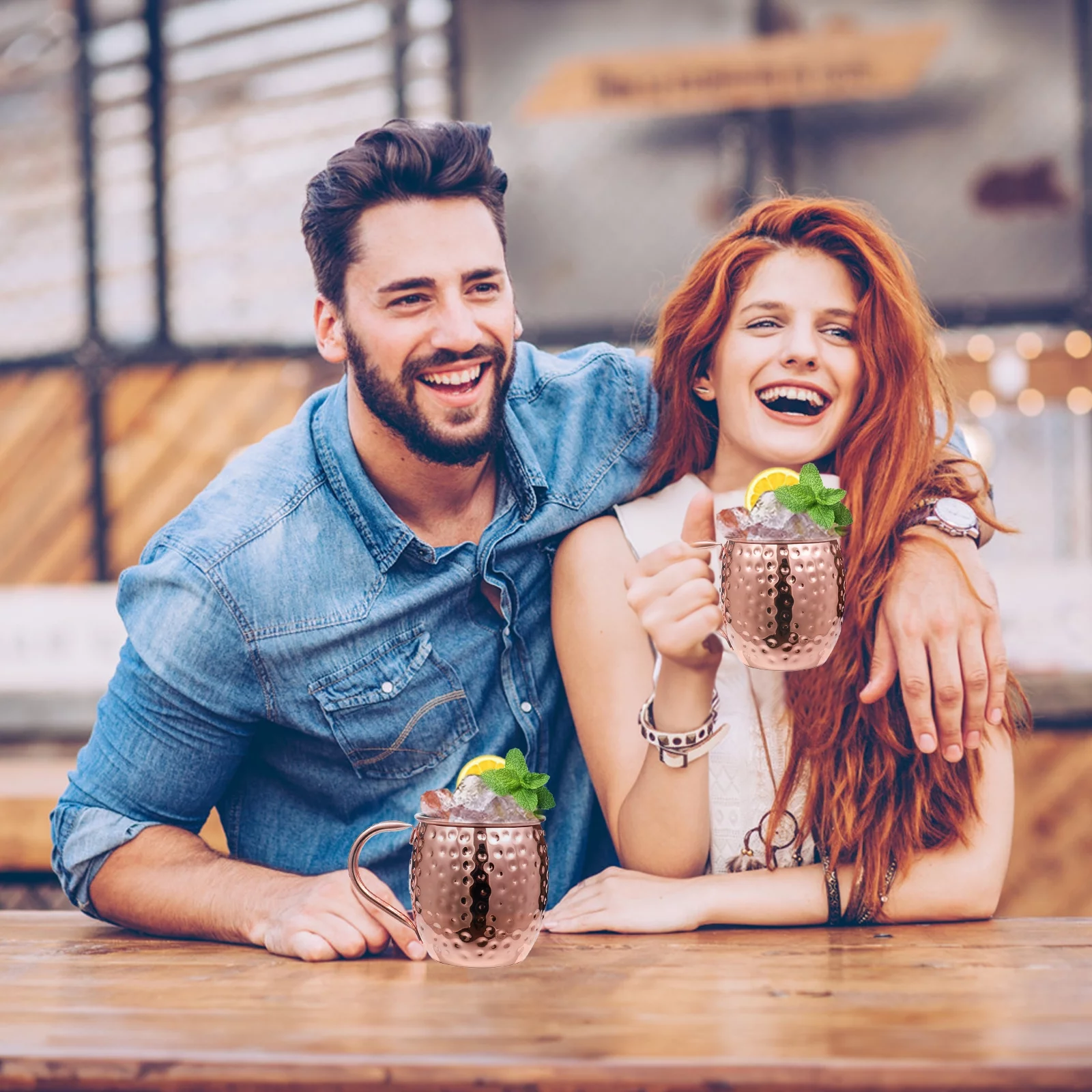 Tomshoo Moscow Mule Copper Mugs Set of 4 Pure Copper Plating, 18 Stainless Steel Drinking Cup, 4 Cocktail Copper Straws Great Dining Entertaining Bar Gift Set