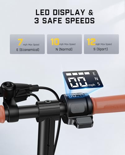 FanttikRide T9 Electric Scooter for Kids 4.3-5.6 ft, 7/10/12 MPH, LED Battery Level, Height Adjustable and Foldable, Electric Scooter for Kids, for Teenager, Up to 40 mins