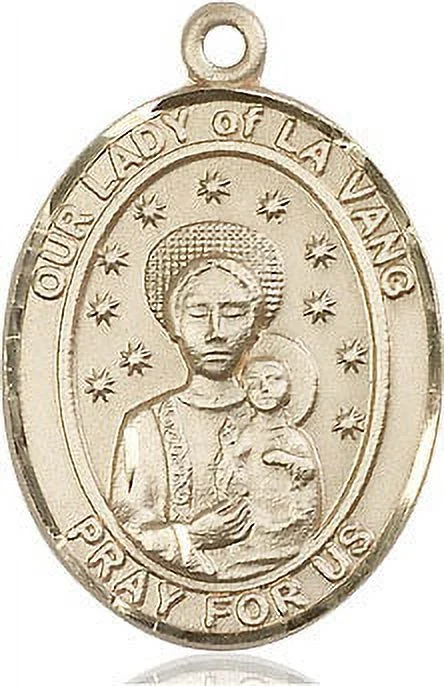 Extel Large Oval 14kt Gold Filled Our Lady of la Vang Pendant with 24