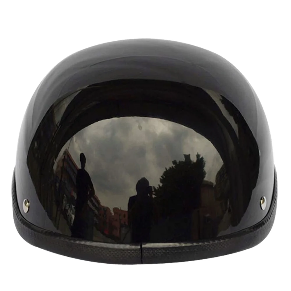 Pristin Retro Style Motorcycle Half Helmet ABS+Cotton, One Size, Bright Black, Universal Washable