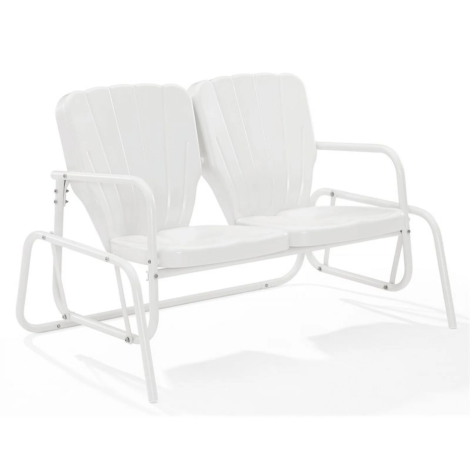 Afuera Living Contemporary Metal Outdoor Loveseat Glider in White