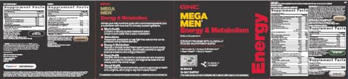 GNC Mega Men Energy and Metabolism Vitapak Program, Convenient, Complete Nutrition, 5 Products in 1 Packet, Calorie Burn, Thermogenic, 300mg Caffeine, 30 Daily Packs