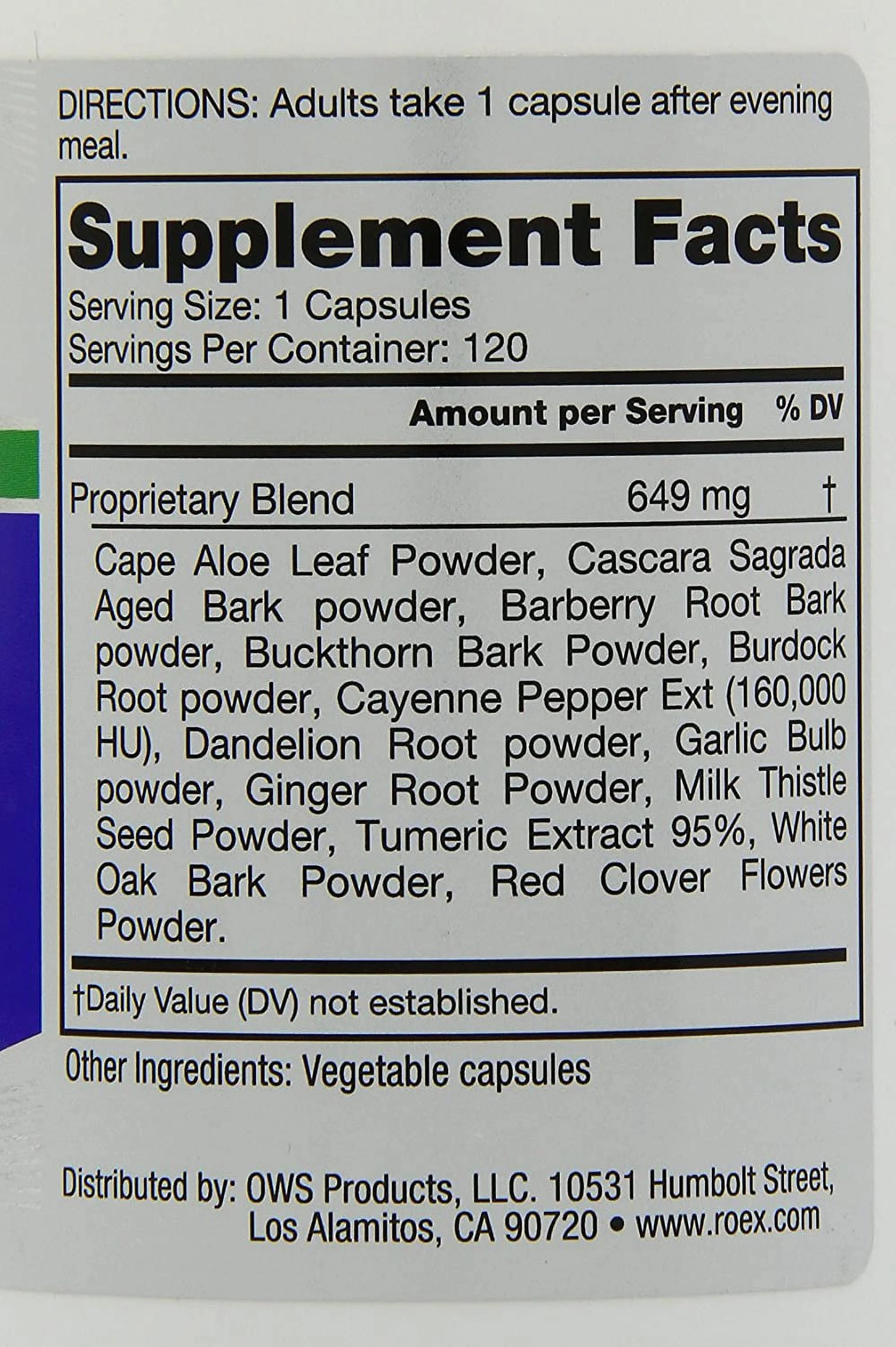 WOW Colon Cleanser 120 caps by Roex