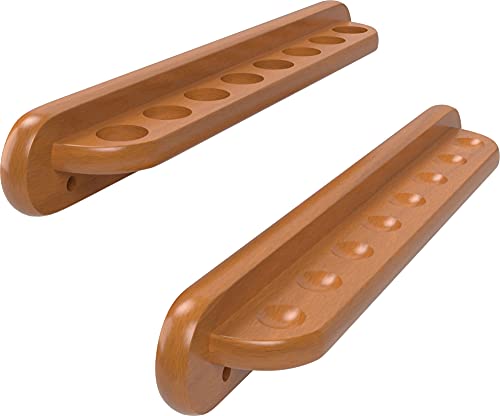 Viper 2-Piece Traditional Wall Mounted Solid Oak Billiard/Pool Cue Rack, Holds 8 Cues