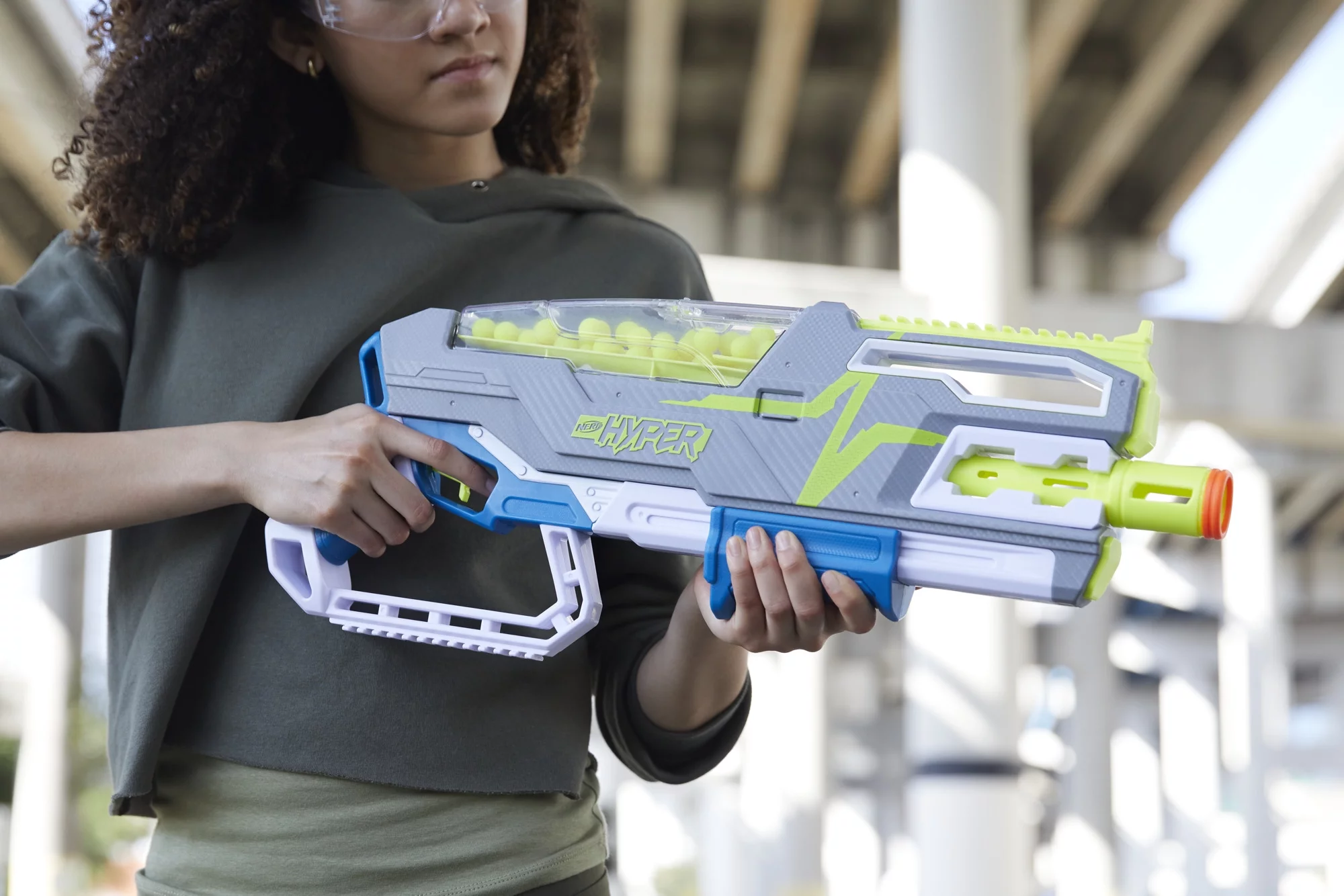 Nerf Hyper Siege-50 Pump-Action Blaster, 40 Nerf Hyper Rounds Included, Ages 14+
