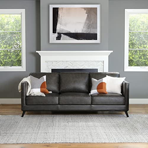 Abbyson Living Mid-Century Modern Premium Top Grain Leather Sofa, Camel