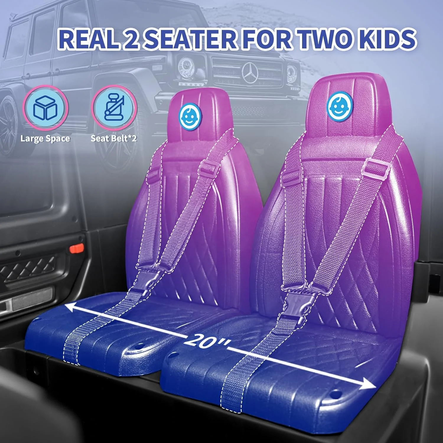 Joywhale 24V 2-Seater Kids Ride on Car Licensed Mercedes-Benz G63 4WD Electric Vehicle, with 7AH Big Battery, Remote Control, Soft Braking, 4-Wheel Suspension, LED Headlight & Music Player, Black