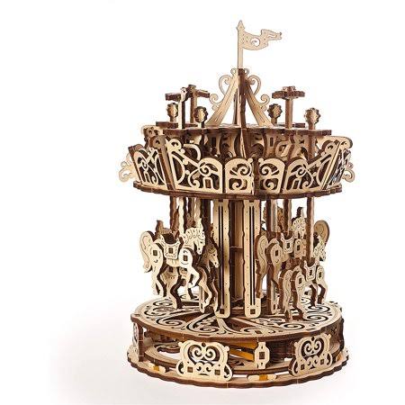 UGears Carousel Wooden Mechanical 3D Model, Self-Assembling Craft DIY Kit, Adult and Teens Puzzle Gift, ?childhood Flavour: Our
