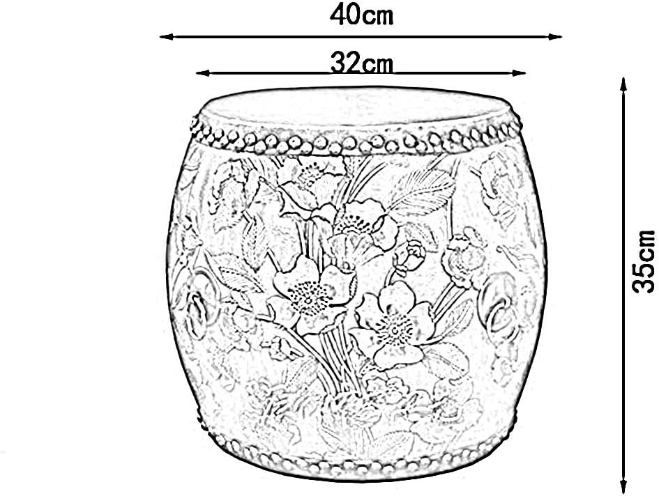 ZHANGRONG- New Chinese Drum Bench Cow Wood Solid Change Shoe Stool Painted Furniture And Other Chairs Sofa Stool Creative Dressing Stool (A Variety Of Sizes, Style Optional)