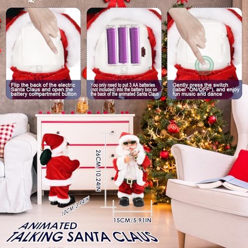 Electric Santa Claus Toy with Shaking Belly and Feet, Singing and Dancing Musical Christmas Doll, Xmas Gift