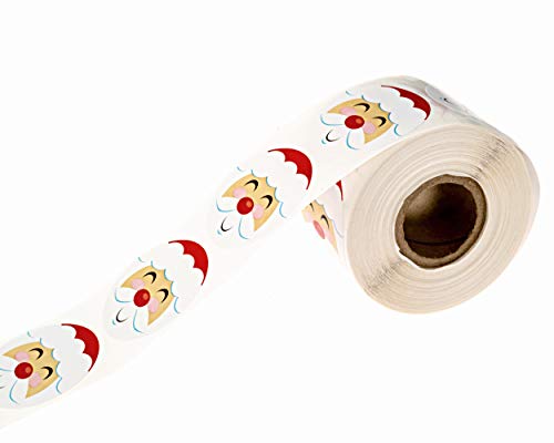 Jolly Santa Stickers / 500 Happy Saint Nick Christmas Label Roll / 1.5