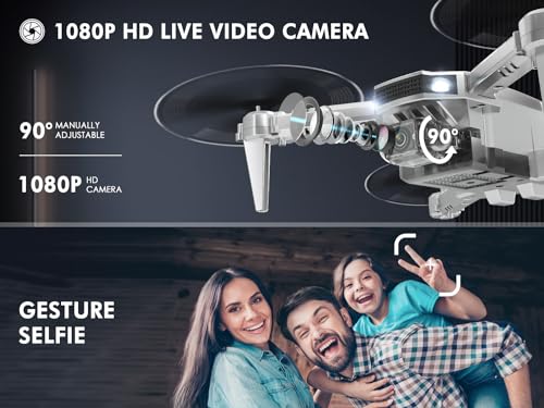 AVIALOGIC Mini Drone with Camera for Kids, Remote Control Helicopter Toys Gifts for Boys Girls, FPV RC Quadcopter with 1080P HD Live Video Camera, Altitude Hold, Gravity Control, 2 Batteries, Black