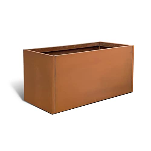 Corten Steel Planter Box Outdoor Planter Metal Square Large Steel Flower Pot Rustic Cube Patina Tall Plant 20 Inch Durable Antique for Commercial Residential Patio Deck Yard Garden
