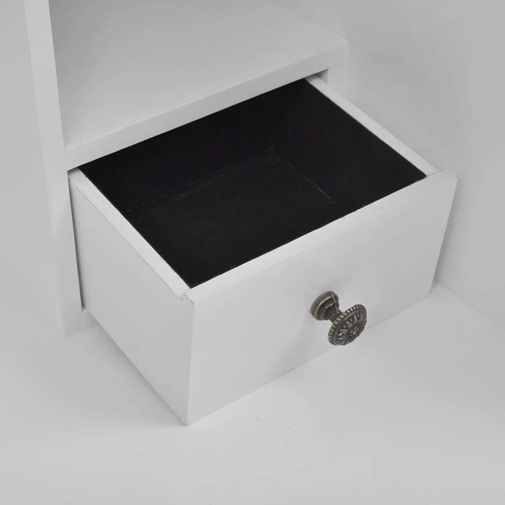 vidaXL Wooden Secretary Desk Vintage Storage French Style White Carved Writing