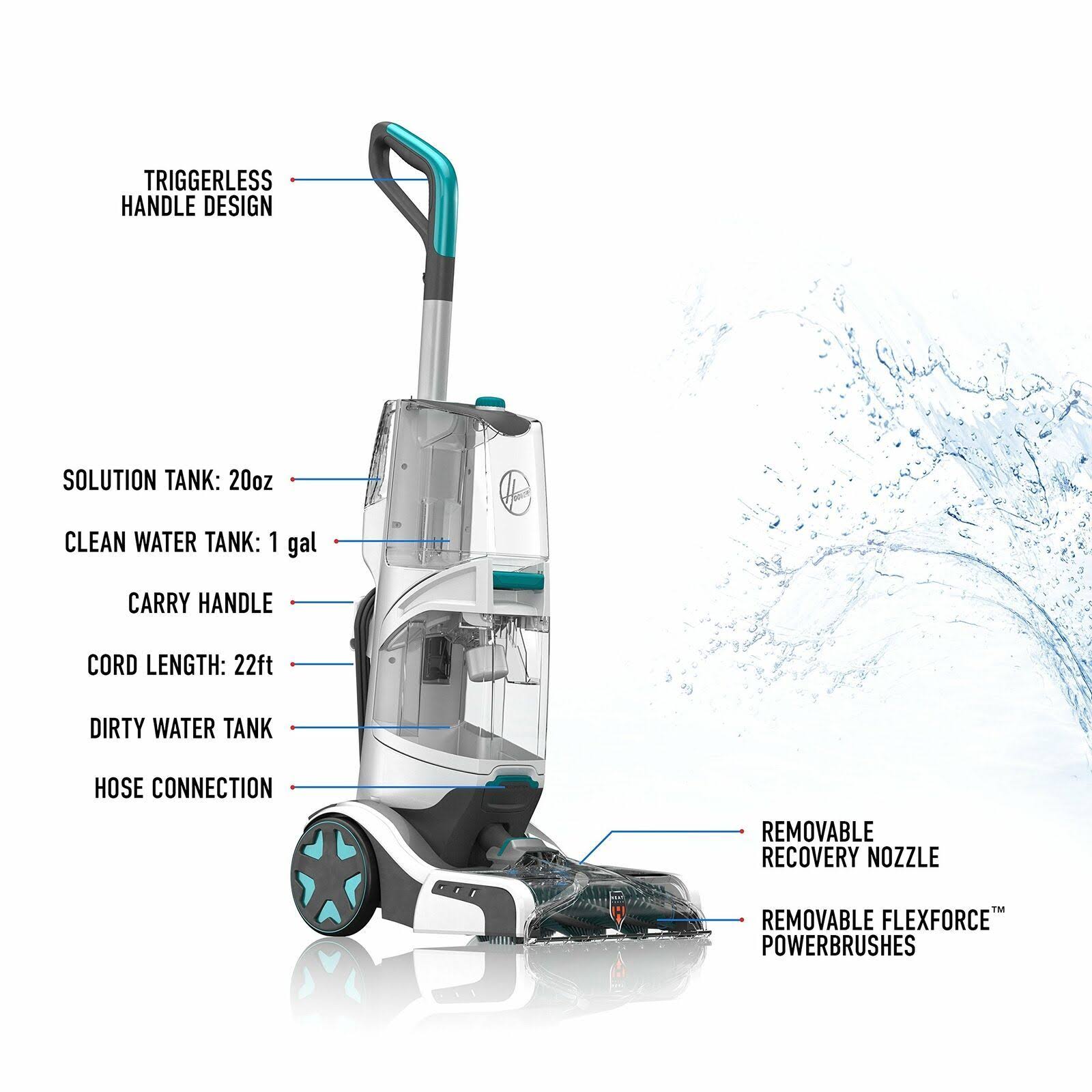 Hoover SmartWash Automatic Carpet Cleaner - Teal/Transparent