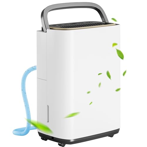 5000 Sq.Ft Dehumidifier, 50PT/24H Dehumidifiers with Hose for Basement, Large Compressor Dehumidifier for Home/Office/Bedroom/Laundry, Dehu/Dry/Air Mode, Humidity Display, Timer, Drainage Hose