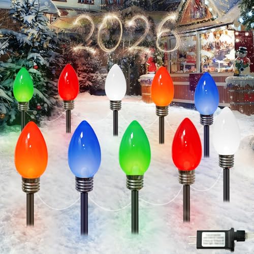 IDEAALS 24-Pack Solar Christmas Candy Cane Lights, Solar Pathway Lights Waterproof, Christmas Decorations Outdoor with 8 Modes for Party Patio Garden Lawn Yard Decor