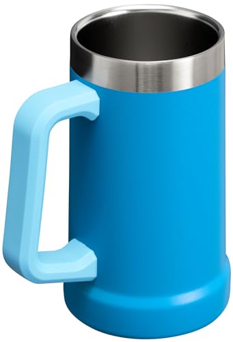 Stanley Stay-Chill Beer Stein 24 oz | Heavy Duty Big Grip Handle | Beer Tumbler Drink Cup, Holds 2 Cans | Insulated Stainless Steel Party Mug | BPA-Free | Azure