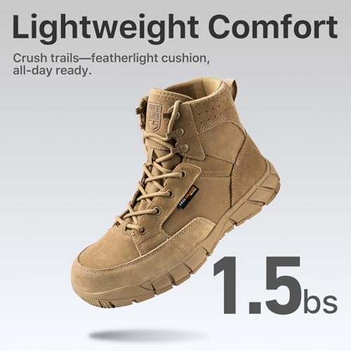 FREE SOLDIER Waterproof Hiking Work Boots Men's Tactical Boots 6 Inches Lightweight Military Boots Breathable Desert Boots