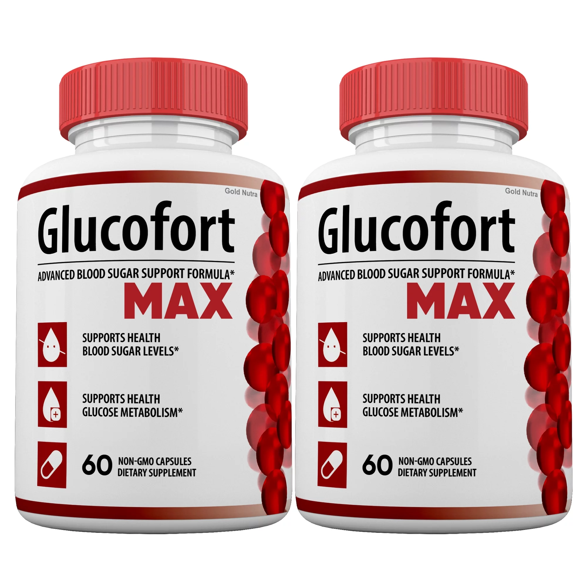 Glucofort MAX Blood Sugar Support Capsules, Glucofort MAX Pills Maximum Strength Advanced Blood Control Support Healthy Glucose Non GMO capsules (2 Bottles)