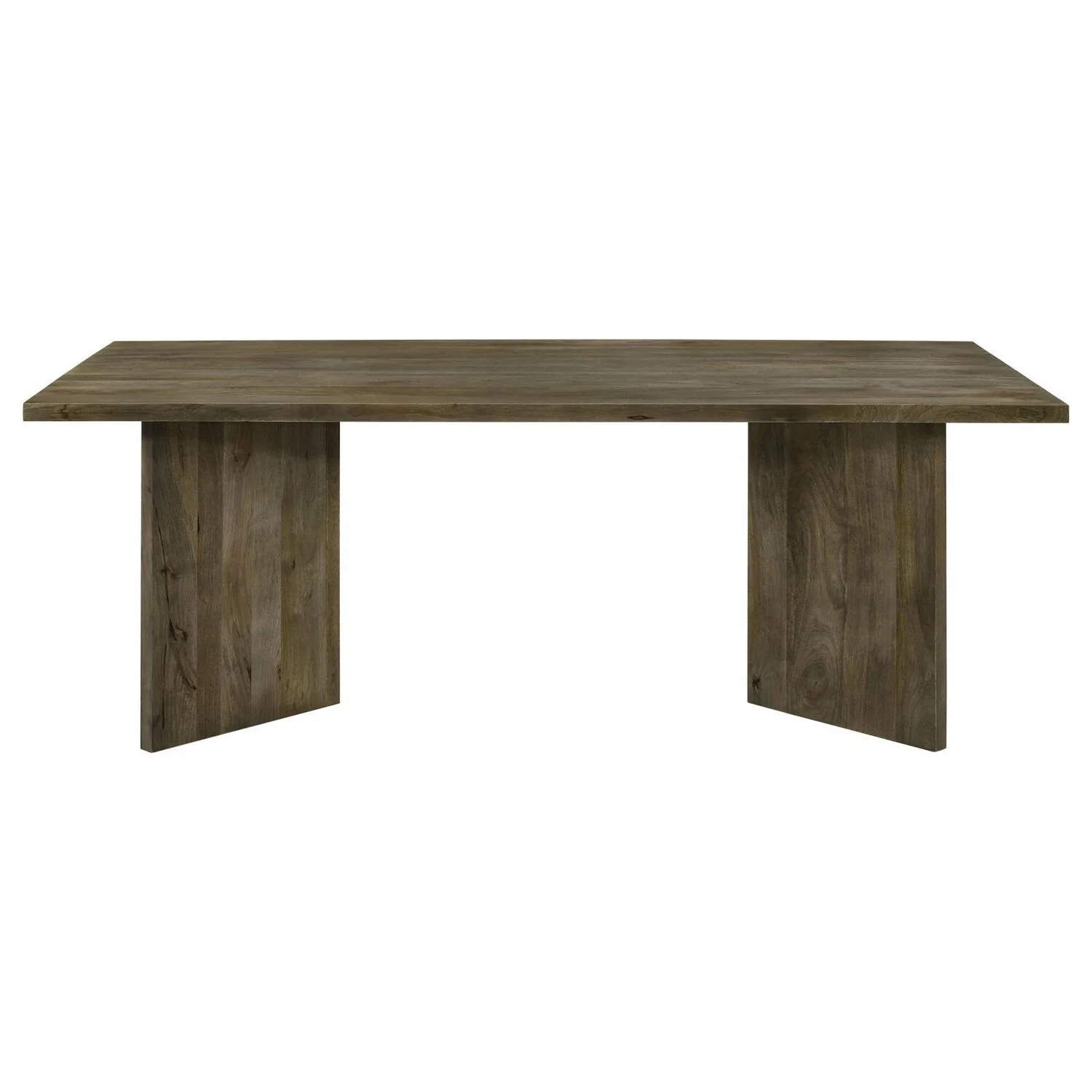Benjara BM307148 80 in. Brown Mango Wood Double V Shaped Rectangular Base Dining Table