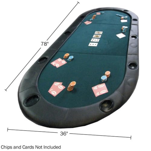Trademark Texas Hold'em Poker Padded Table Top with Cupholders,Green