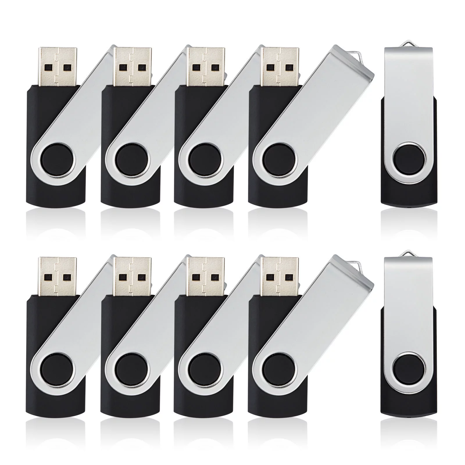 KOOTION 10Pack 1GB USB Flash Drive Memory Stick Fold Storage Thumb Pen Drive Swivel, Black