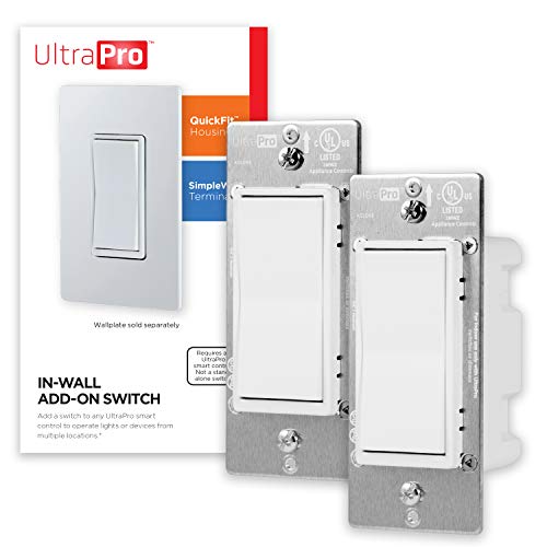 UltraPro Add-On Switch QuickFit and SimpleWire, In-Wall White Rocker Paddle Only, Z-Wave ZigBee Wireless Smart Lighting Controls, NOT A STANDALONE Switch, 2 Pack, 54905