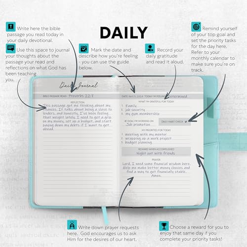 Prazoli Leather Christian Bible Prayer Journal For Men - Study Scripture Notebook & Planner Daily Devotional Undated | Religious Jesus Faith Gifts for Graduation, Pastor Baptism & Church, Cross