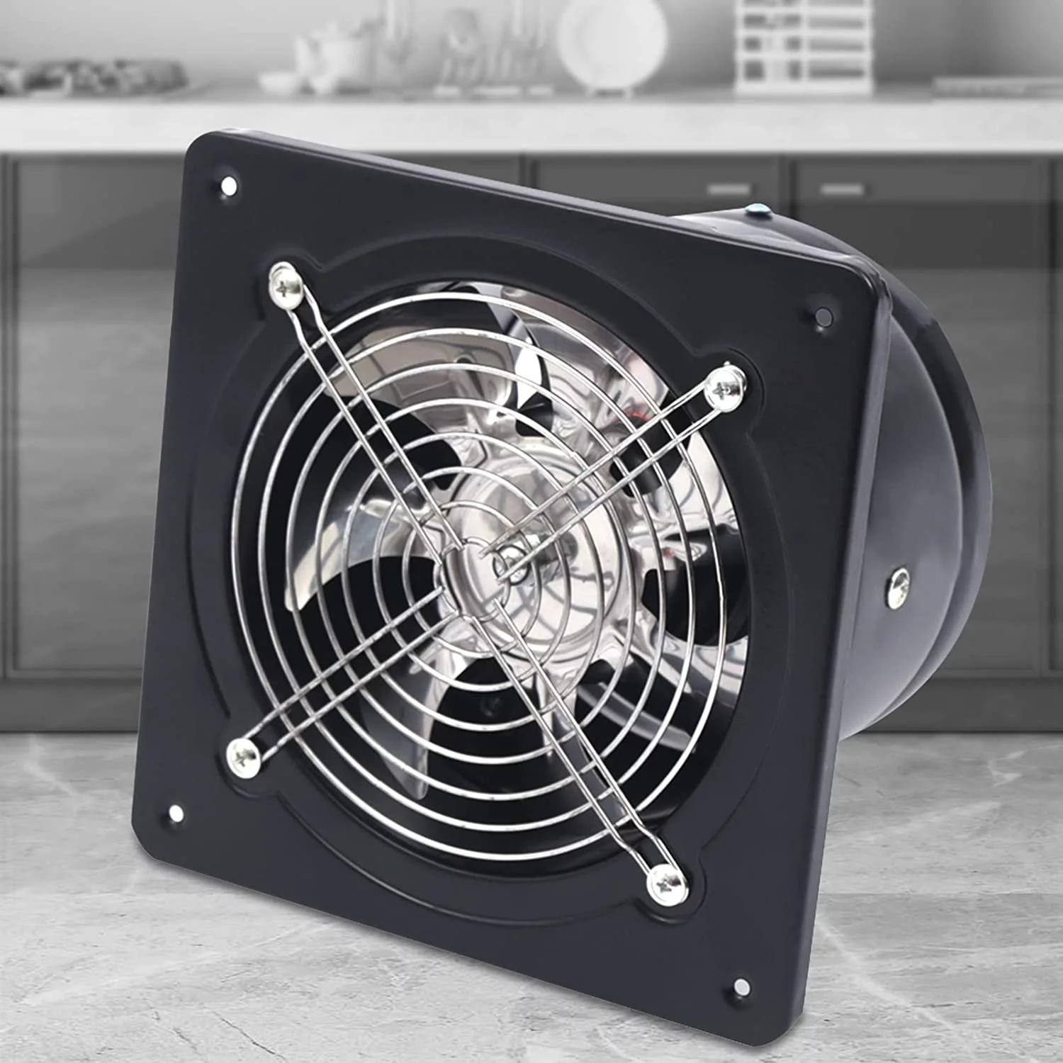 MONIPA Low Noise Stable Running Exhaust Fan Ventilation Extractor Metal Axial Exhaust Commercial Air Blower Fan Exhaust Wall Mounted Kitchen 2800r/min