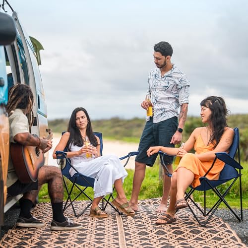 2 Pack Portable Camping Chairs Folding Lawn Chair Outdoor Lightweight Beach Chair with Cup Holder & Carry Bag for Outside Sports, Fishing, Hiking, Travel, Picnic, Backyard (Black)