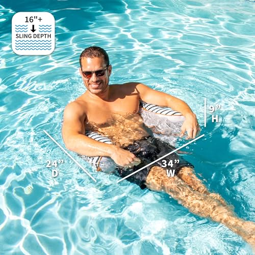 Big Joe Noodle Sling, No Inflation Needed, Pool Float with Armrests, Quick Draining Fabric, Cup Holder