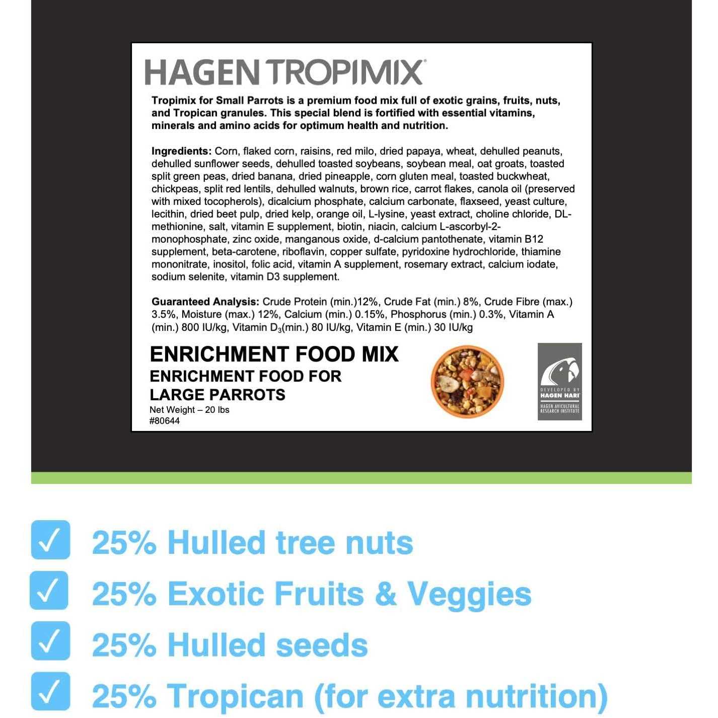 Tropimix Enrichment Food for Small Parrots - Pet Supplies online store