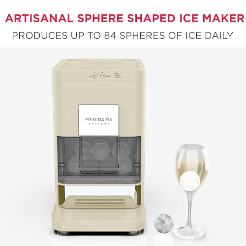 Frigidaire, Countertop Artisanal Sphere Ice Machine, Transparent Window, Gourmet Ice Maker, 84 Sphere per Day Capacity, Auto Self Cleaning Ice Making Machine (White)