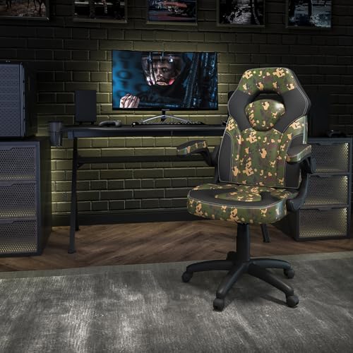 Flash Furniture X10 High-Back LeatherSoft Racing Style Gaming Chair with Flip-Up Arms, Ergonomic Padded Swivel Computer Chair, Blue/Black