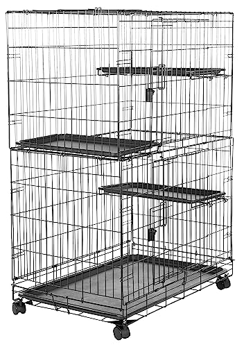 Amazon Basics Large 3-Tier Cat Durable,Pliable Cage Playpen Box Crate Kennel - 35.8