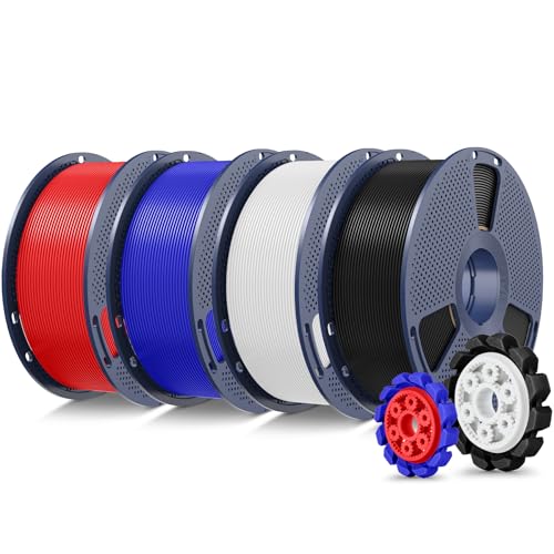 SUNLU PLA+2.0 3D Printer Filament Bundle, 4KG Upgrade PLA+ Filament 1.75mm, Tougher and Stronger, Dimensional Accuracy +/-0.02mm, 1KG per Spool, 4 Packs, Black