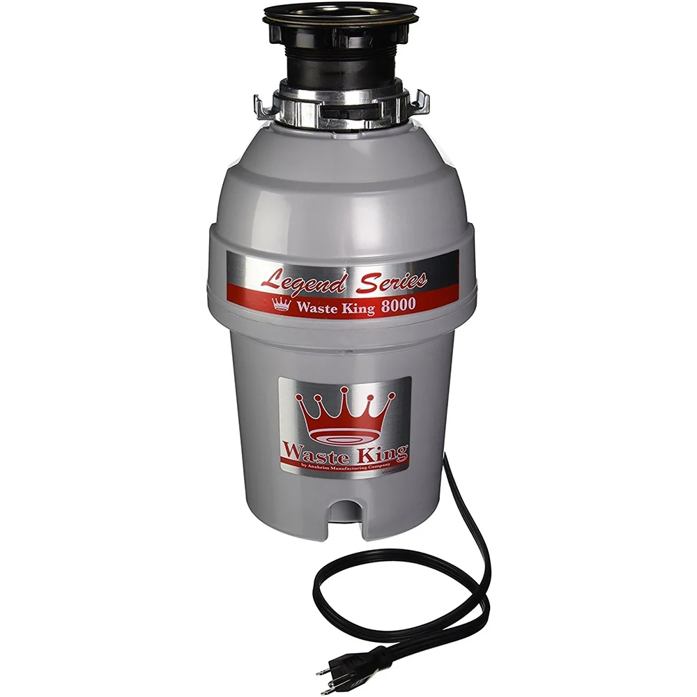 Waste King 8000 Continuous Feed Garbage Disposer, 2800 rpm, 32 oz, 7 in, 16-1/16 in L x 7-1/2 in W x