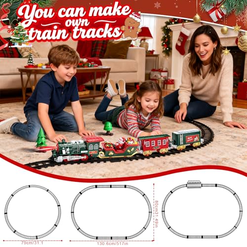 Train Set for Toddlers Christmas Tree, Christmas Train Sets for Around The Tree, Train Set with Sound and Lights, Toddler Model Trains for 3 4 5 6 7 8+ Years Old Kids Christmas Toys, Gifts