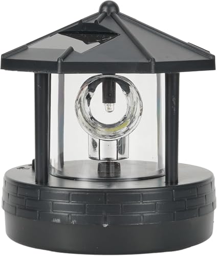 Solar Lighthouse, Led Rotating Lighthouse Beacon Lamp Rotating Outdoor Decorative Lamp Energy Saving Solar Landscape Light for Lawn Patio Yard Landscape Lighting Decorative, 15 * 15 * 17cm