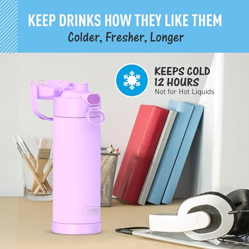 THERMOS FUNTAINER 16 Ounce Stainless Steel Vacuum Insulated Bottle with Wide Spout Lid, Apricot