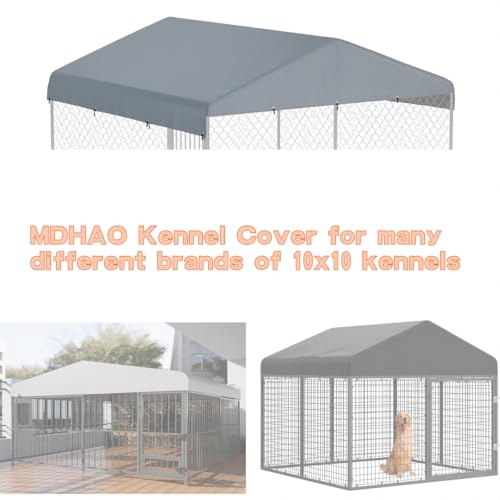10' x 10' Dog Kennel Cover 600D Heavy Duty Waterproof Replaceable Dog Kennel Top Cover - Gray (Top Cover Included Only)