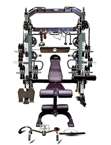 MiM USA Hercules EX Commercial All in One Gym Machine w/400 lb Weight Stack Jammer Arms Adj Bench Leg Press Leg Extension Arm Curl LAT Seat Complete Attachment